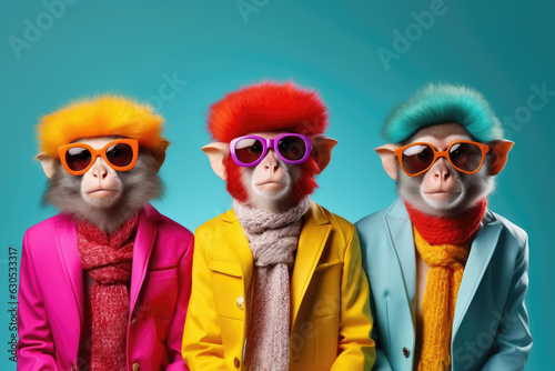  A Group of Funny Stylish Monkeys 