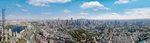 Aerial photography of the skyline of urban architecture in Nanjing..