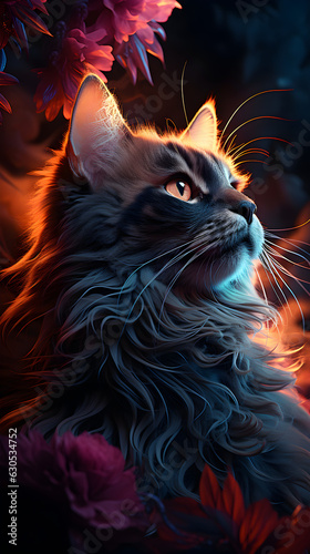 cat abstract wallpaper luxury style Generative AI