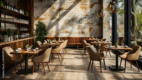Interior of modern cafe, coffee shop Generative AI