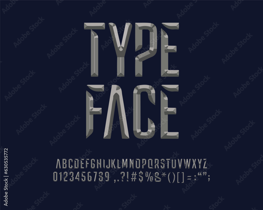 3D emboss Condensed Designer font set in vector format 3D emboss Condensed Designer font set in vector format