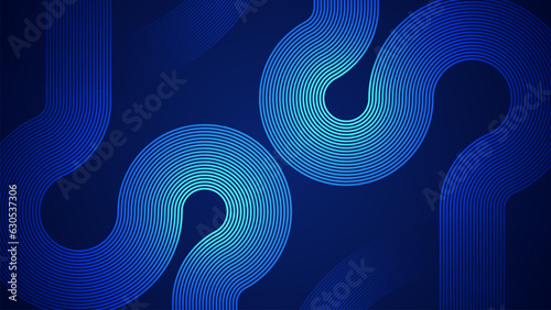 Dark blue abstract background with serpentine style lines as the main component.