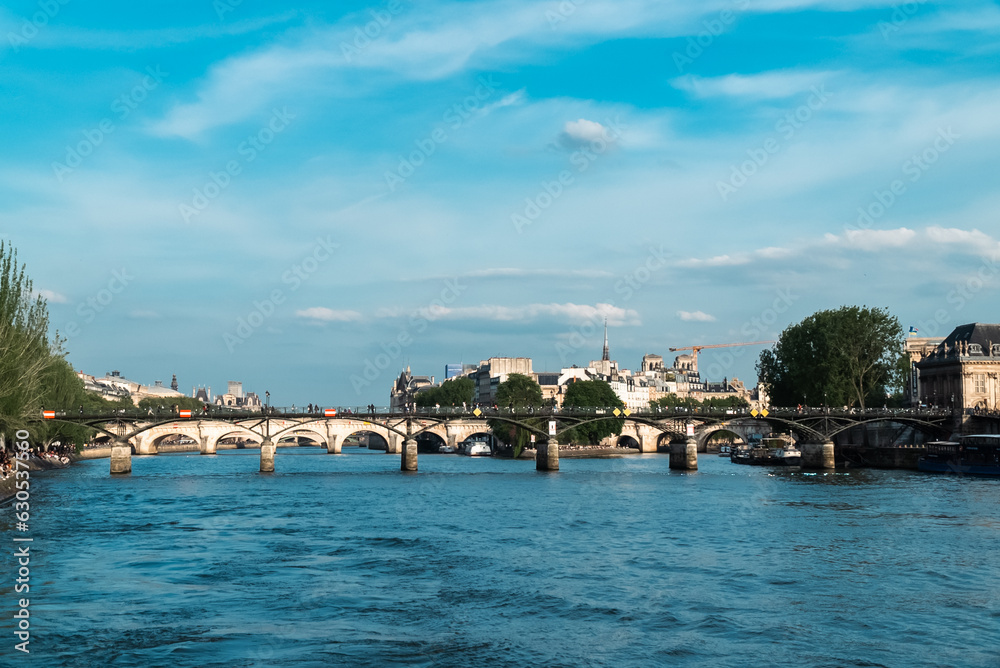 Paris, France. April 22, 2022: The Ile de la Cité or Settlement Island) is located in the middle of the Seine River, in the heart of the city of Paris.