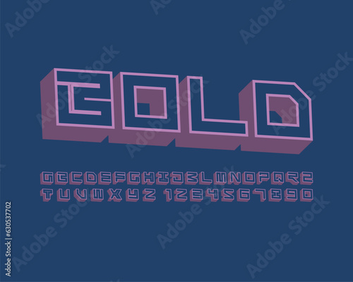 3D bold edgy hipster font set design