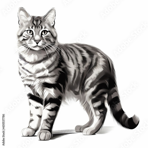 Wallpaper Mural a tabby cat standing illustration isolated on white