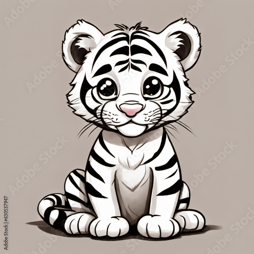 beautiful young tiger cartoon