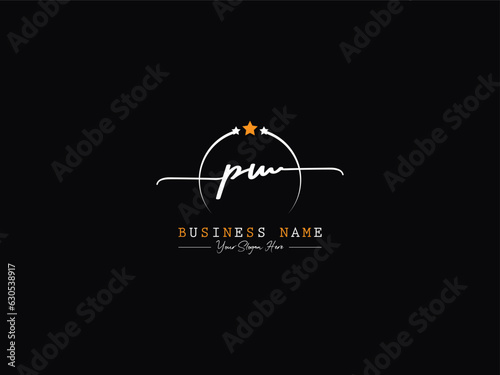 Calligraphy PW Modern Signature Logo, Initial pw w p Logo Letter Vector For Your Luxury Shop