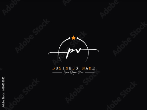 Calligraphy PV Modern Signature Logo, Initial pv vp Logo Letter Vector For Your Luxury Shop