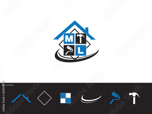 ML Building Logo, Real Estate Ml lm Logo Letter Design For You