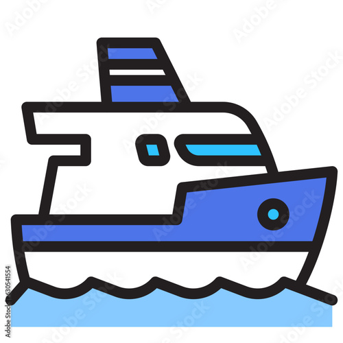 ferry boat outline icon. Transportation illustration for templates, web design and infographics. Pixel-perfect at 64x64	
