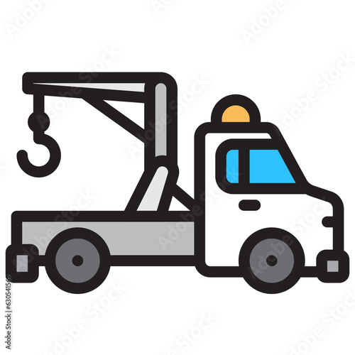 Tow truck illustration. Simple single icon	
