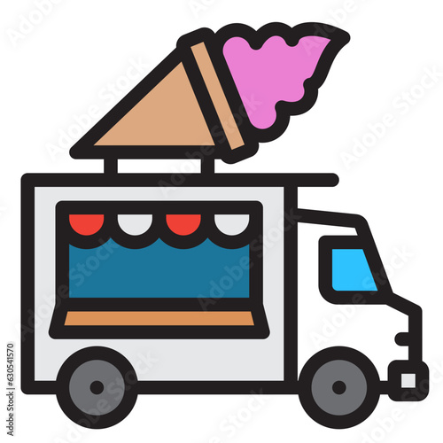 Ice cream truck outline icon. Transportation illustration for templates, web design and infographics	
