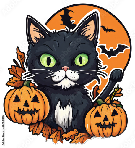 Creepy Cat Halloween Sticker Design