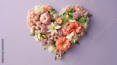 Heart of tender spring flowers. Pastel romantic background. © tashechka