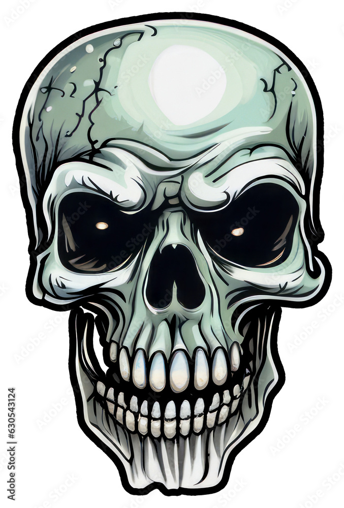 Fototapeta premium Creepy Skull Halloween Sticker Design