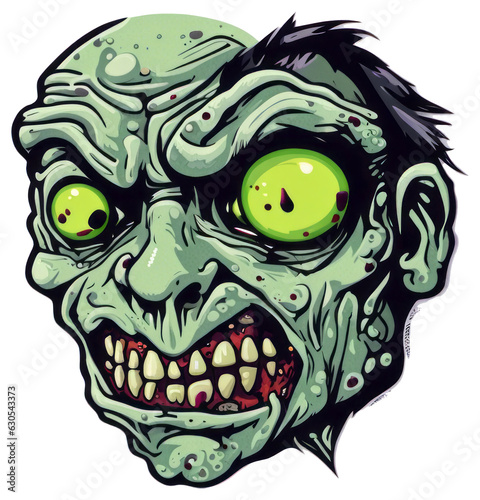 Creepy Zombie Face Halloween Sticker Design
