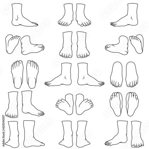 Human leg pose clean line art vector illustration bundle