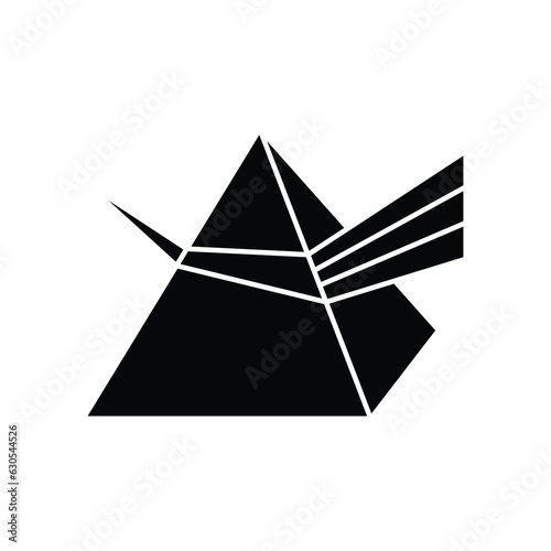 Prism dispersing light icon design. Dispersive prism, glass pyramid, triangular crystal illustration. isolated on white background

