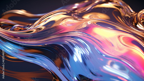 Infinite Serenity Translucent Fluidity and Dynamic Holographic Vortexes Converge in a Mesmerizing 3D Abstract Landscape, Crafting a Captivating Metallic Oasis for Banner Background and Wallpaper