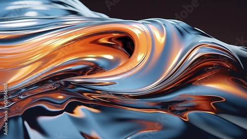 Dynamic Fluidity Translucent Ebb and Flow of Holographic Vortexes in a Mesmerizing 3D Abstract Composition, Creating a Captivating Metallic Oasis for Banner Background and Wallpaper