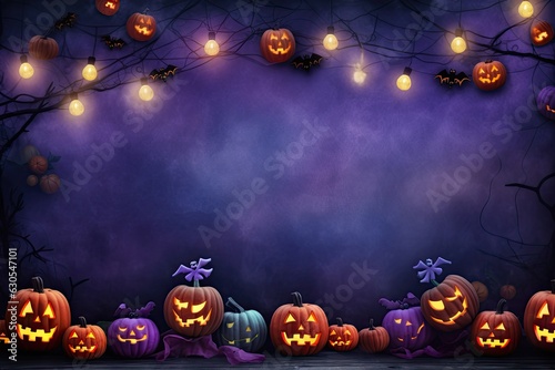 Halloween purple background with jack o'lantern