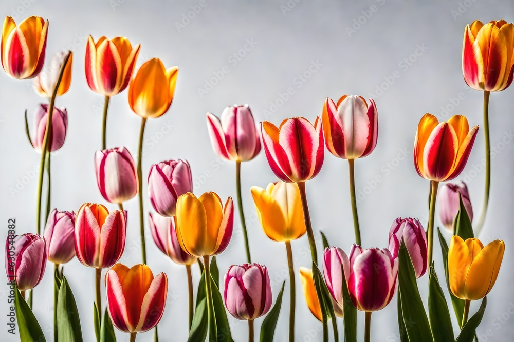 red and yellow tulips on white background generated by AI tool