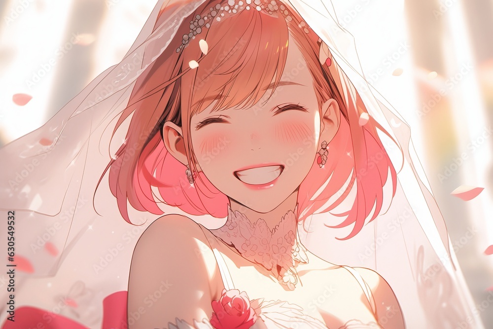 アニメ風の新婦,Generative AI AI画像
