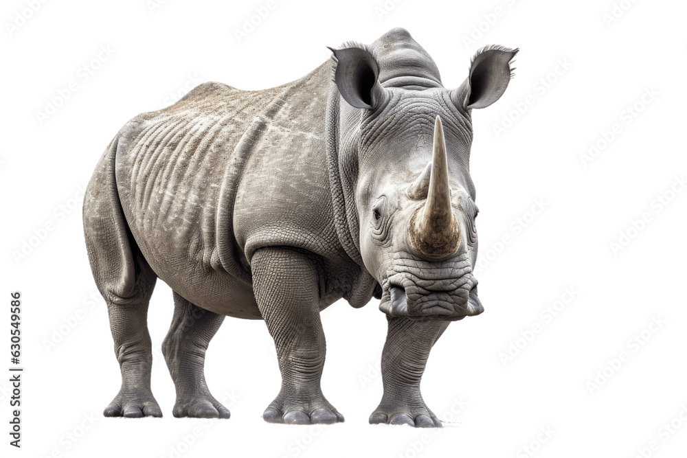 Fototapeta premium African White Rhino isolated on transparent background.