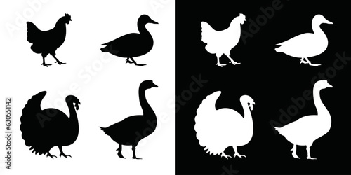 Print op canvas Logo template of chicken farm, turkey farm, duck farm, goose farm