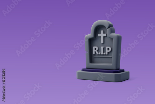 3d Vector Gravestone with RIP inscription, Halloween holiday concept.