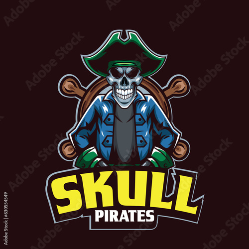 Pirates mascot logo with vector illustration in esport logo style