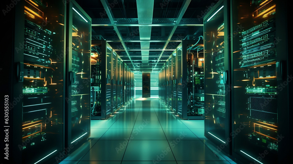 server rack in a data center