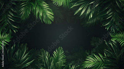 green palm leaves with copy space