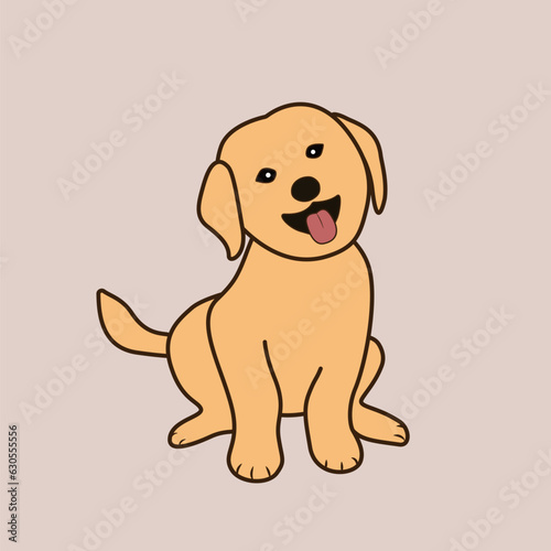 Golden Retriever stands isolated on brown backgroud. Animal flat vector illustration.