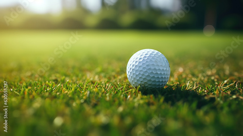 Close-up shot of a golf ball placed on the well-maintained turf