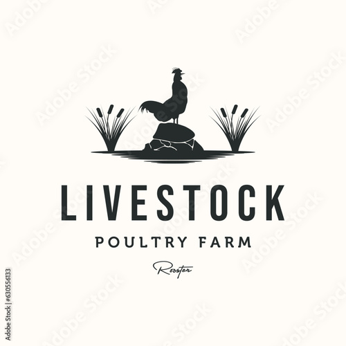 livestock poultry vintage logo vector minimalist illustration design, livestock organic farm logo design