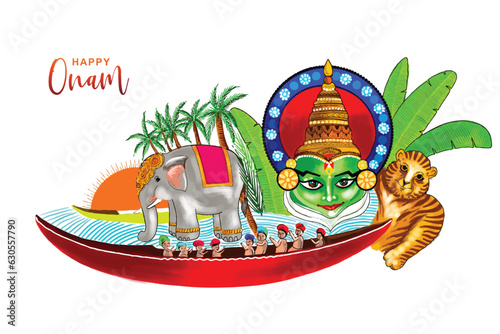 Happy onam festival of south india kerala on illustration background © Harryarts