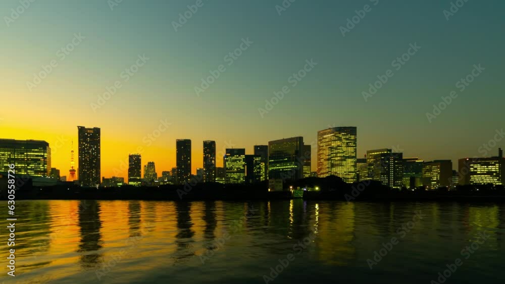 東京タイムラプス 湾岸エリア 日没から夜景 東京タイムラプス 湾岸エリア 日没から夜景