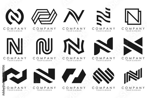 set of Abstract letter N logo design. modern creative logotype monogram icon design inspiration.