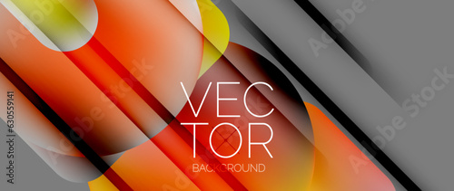Dynamic bright colorful geometric elements with fluid gradients, lights, shadows blend in a minimal backdrop, creating captivating composition