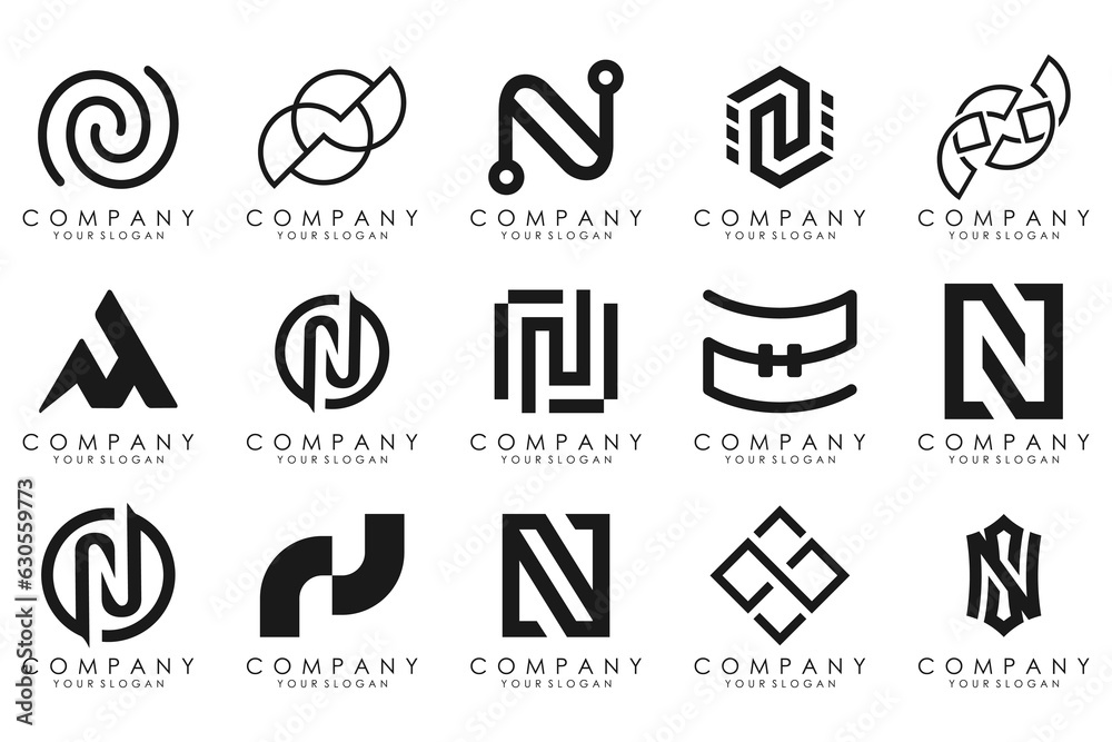 set of Abstract letter N logo design. modern creative logotype monogram icon design inspiration. set of Abstract letter N logo design. modern creative logotype monogram icon design inspiration.