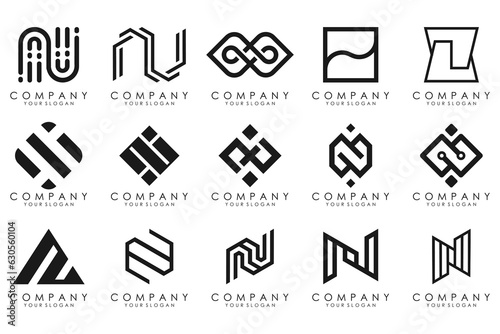 set of Abstract letter N logo design. modern creative logotype monogram icon design inspiration.