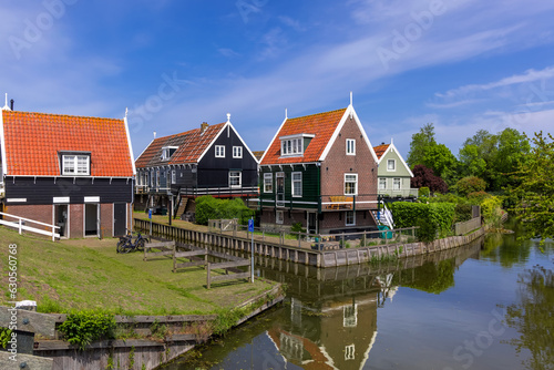 Colorful typical Dutch style homes in beautiful Marken island, North Netherlands.
