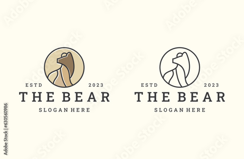 Bear logo vector icon illustration hipster vintage retro