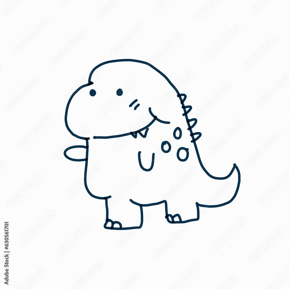 outline illustration of cute dinosaur outline illustration of cute dinosaur