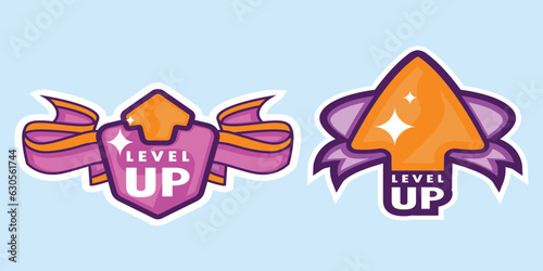 Level up game icon element, Game UI UX level up icon design. Suitable for mobile game or web apps. 