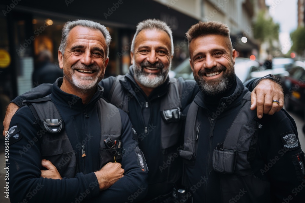 Portraits of women, men, and security guards in the city. Cross your arms and enjoy your support, safety, and teamwork. Portraits of women, men, and security guards in the city. Cross your arms and enjoy your support, safety, and teamwork.