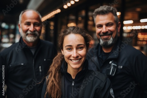 Portraits of women, men, and security guards in the city. Cross your arms and enjoy your support, safety, and teamwork.