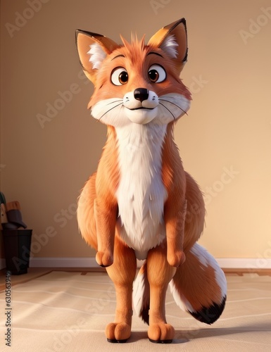 3d cartoon fox standing on two legs  © Sagar