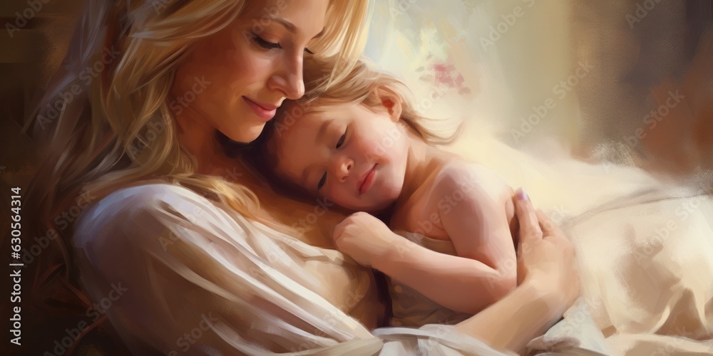 illustration of a kind and gentle mother, generative AI illustration of a kind and gentle mother, generative AI